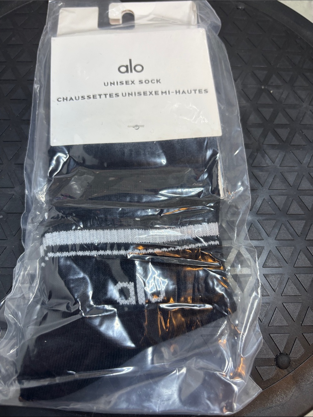 ALO Yoga Black Low-Cut Socks with White Stripe